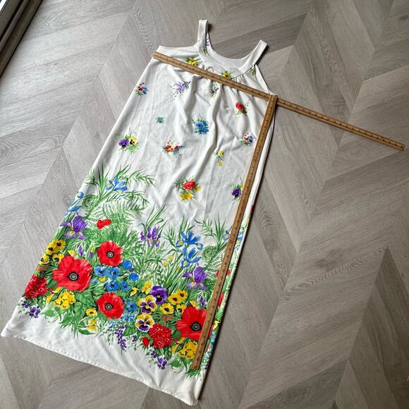 Vintage Garden Party Floral House Dress Dressing Gown Caftan Muumuu 70s 60s - Picture 11 of 11